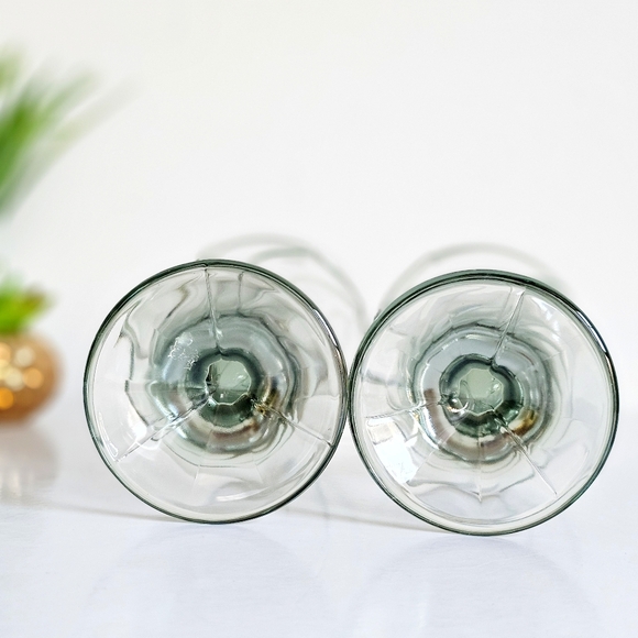 Vintage Set of 2 Noritake Sweet Swirl Clear Green Water Goblets Iced Tea Glasses - Picture 5 of 9